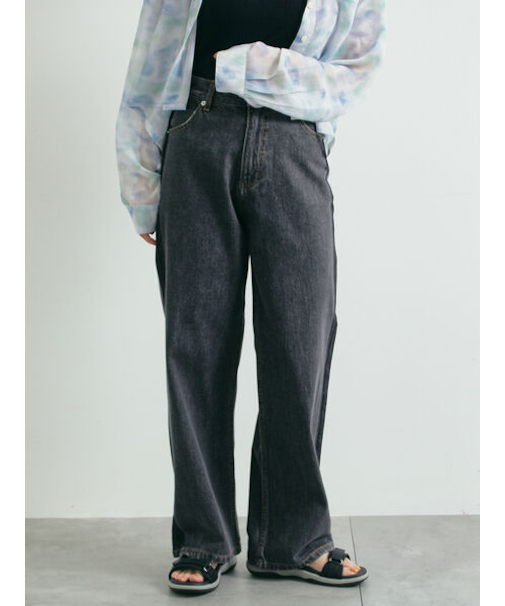 デニム配色ラインパンツ