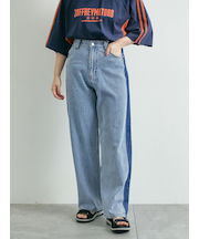 デニム配色ラインパンツ