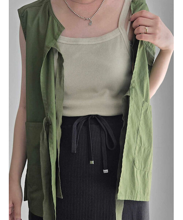 ピグメント加工カップ付きキャミソール