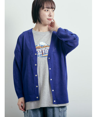 メッシュ編みVネックカーディガン