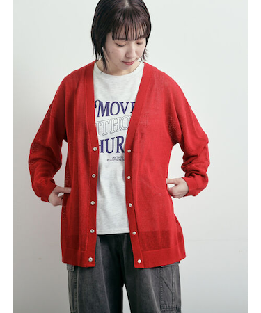メッシュ編みVネックカーディガン
