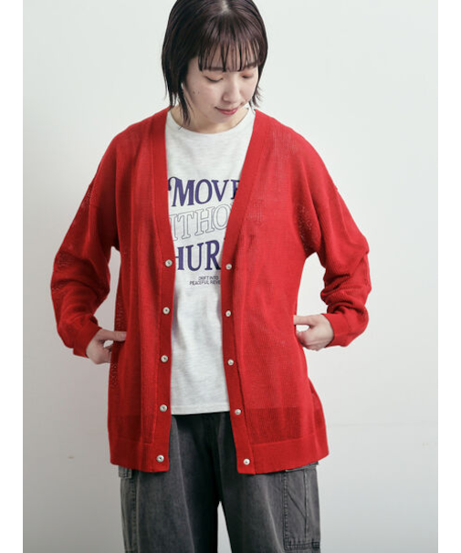 メッシュ編みVネックカーディガン