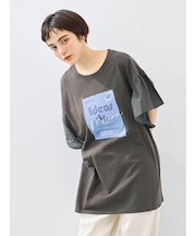 [接触冷感]フレアスリーブチュニックTシャツ