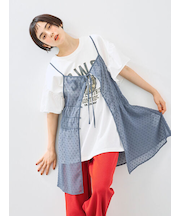 [接触冷感]フレアスリーブチュニックTシャツ