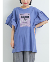 [接触冷感]フレアスリーブチュニックTシャツ