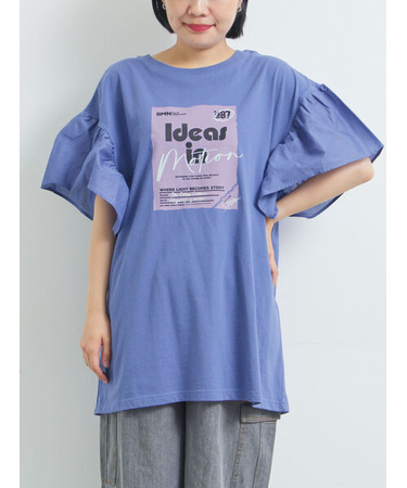 [接触冷感]フレアスリーブチュニックTシャツ