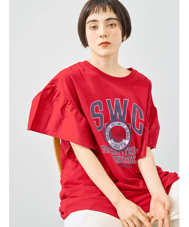 [接触冷感]フレアスリーブチュニックTシャツ