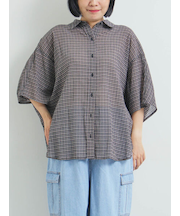 コットンボイルシアードルマンスリーブチェックシャツ