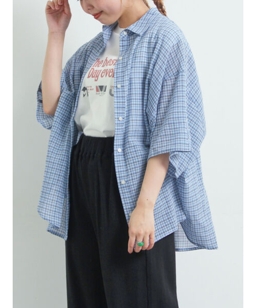 コットンボイルシアードルマンスリーブチェックシャツ
