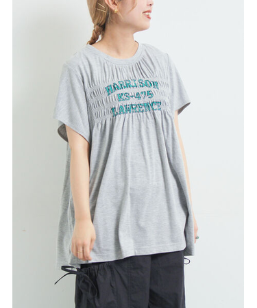 [接触冷感]シャーリングロゴプリントTシャツ