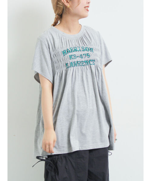 [接触冷感]シャーリングロゴプリントTシャツ