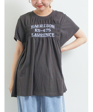 [接触冷感]シャーリングロゴプリントTシャツ