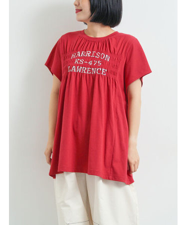 [接触冷感]シャーリングロゴプリントTシャツ