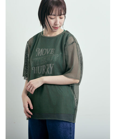 メッシュTシャツ&プリントノースリーブSET