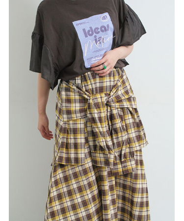 シャツ巻き風チェックスカート