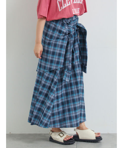 シャツ巻き風チェックスカート