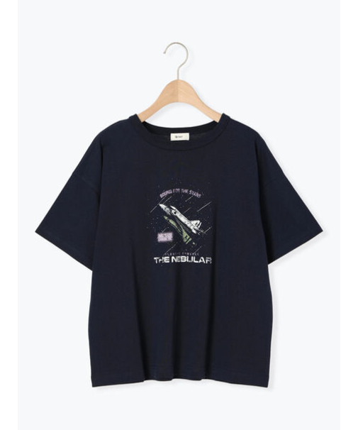 [接触冷感]スペースモチーフプリントTシャツ