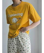 [接触冷感]スペースモチーフプリントTシャツ