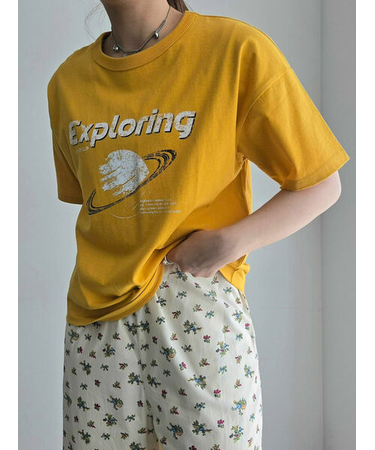 [接触冷感]スペースモチーフプリントTシャツ