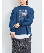 袖布帛インレイロゴプルオーバー