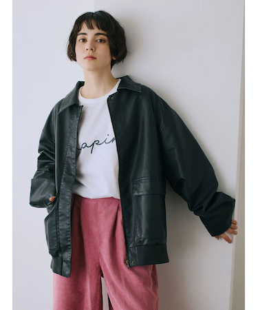フェイクレザーブルゾン