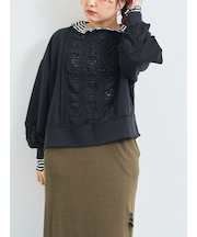 レース切替裏毛プルオーバー