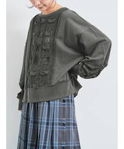 レース切替裏毛プルオーバー