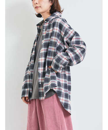 起毛チェックシャツ