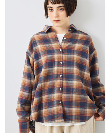起毛チェックシャツ