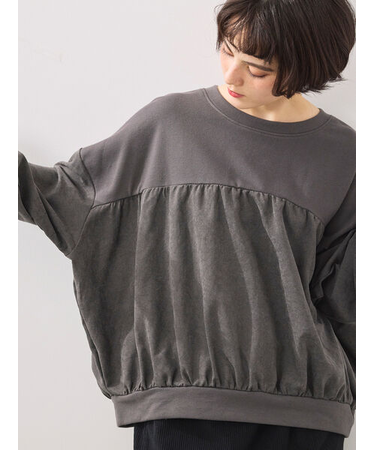 布帛切替裏毛プルオーバー