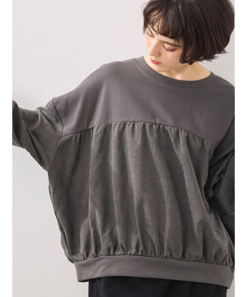 布帛切替裏毛プルオーバー