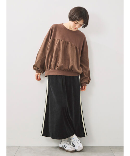 布帛切替裏毛プルオーバー