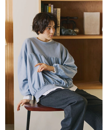 布帛切替裏毛プルオーバー