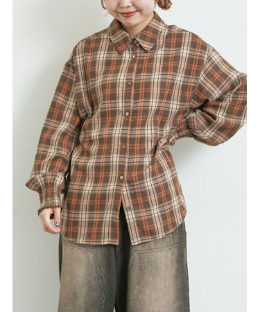 アソート袖口シャーリングブラウス