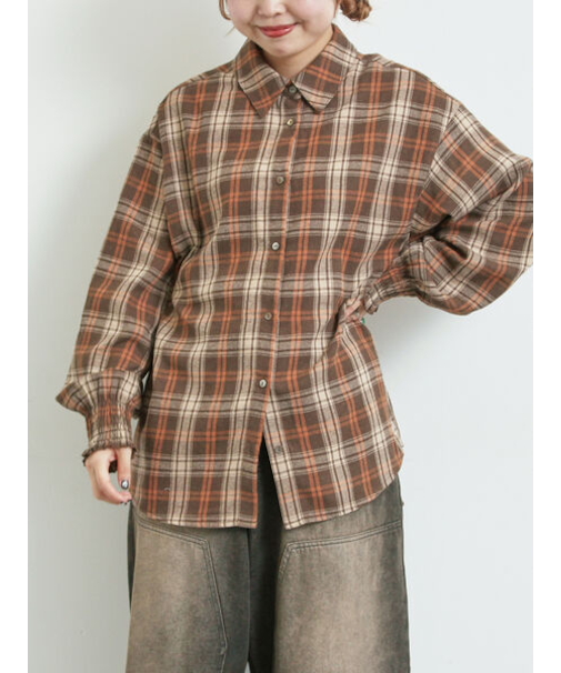 アソート袖口シャーリングブラウス