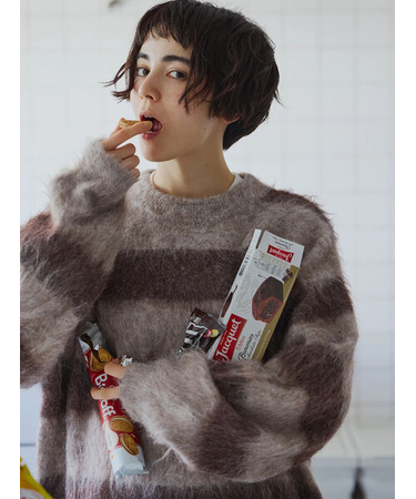 シャギーワイドボーダーニット