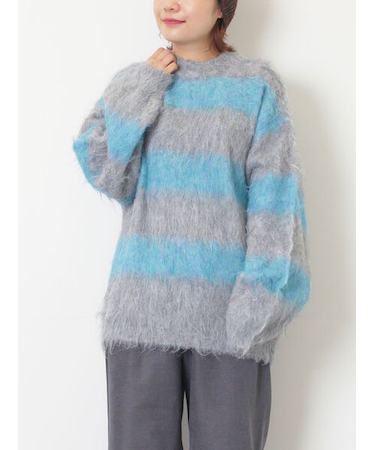 シャギーワイドボーダーニット