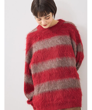 シャギーワイドボーダーニット