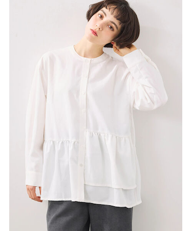 切替ギャザーブラウス