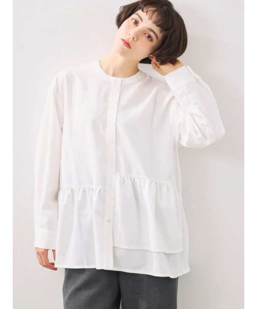 切替ギャザーブラウス