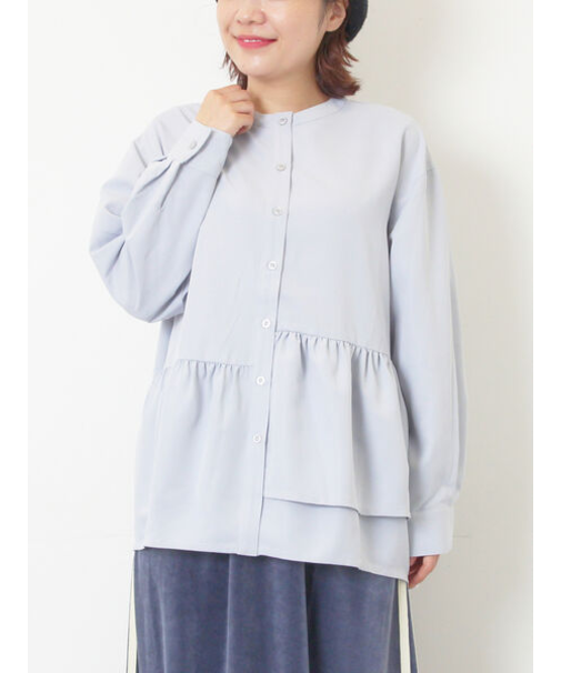 切替ギャザーブラウス