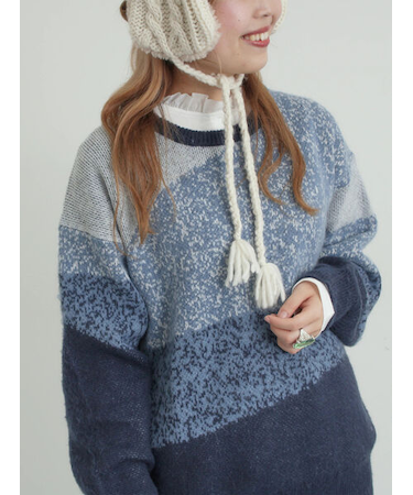 グラデーションニットプルオーバー