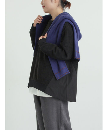 スウェードライク布帛切替プルオーバー