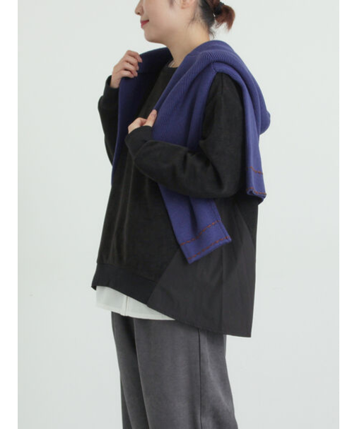 スウェードライク布帛切替プルオーバー