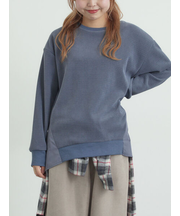 スウェードライク布帛切替プルオーバー