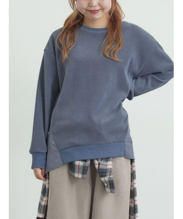 スウェードライク布帛切替プルオーバー