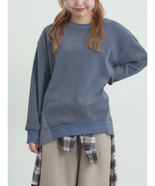 スウェードライク布帛切替プルオーバー