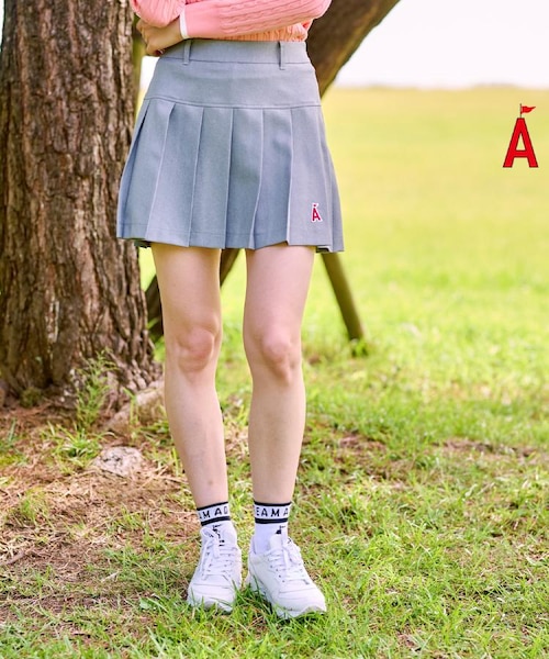 新品【adabat】アダバット　ワッフル素材 ウェストゴム　スカート　38 Ｍ セール】 ウエストゴム サイドプリーツデザイン 台形スカート （ミニ