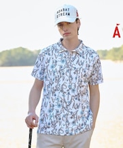 【吸水速乾】UVフラワータイポ半袖ポロシャツ