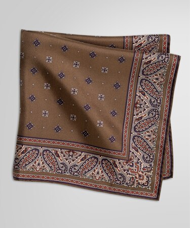 シルクツイル スクエアメダリオンプリント ポケットスクエア